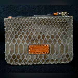 Dooney and Bourke Vintage Brown Snake Skin Suede and Leather Pouch or Wristlet